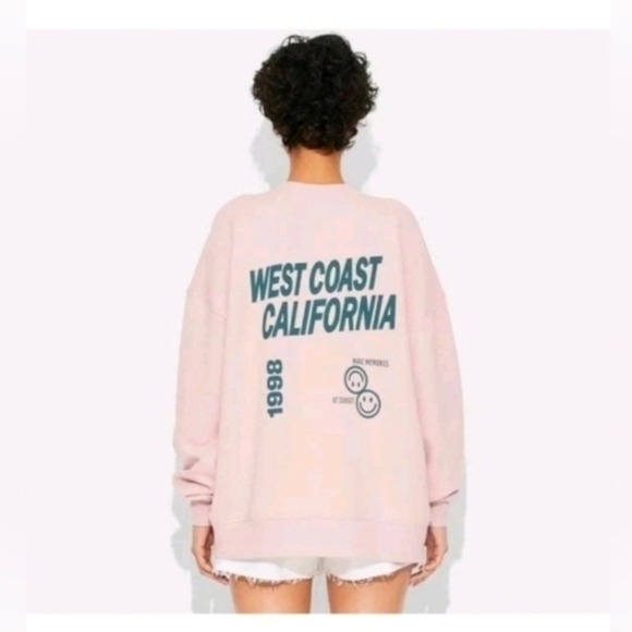 Wild Fable Women's OVERSIZED Graphic West Coast Sweatshirt Pale Pink - Picture 3 of 7